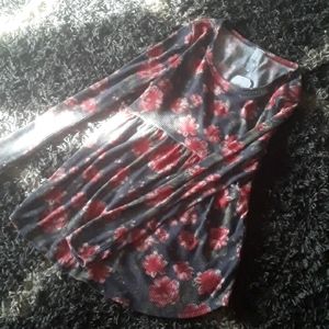 Womens Floral L/S Babydoll Top